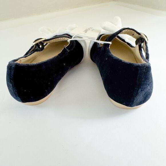 Janie and Jack Velvet Bow Ballet Flats- Size 4 Toddler Girl. Black/White Holiday - Picture 4 of 6